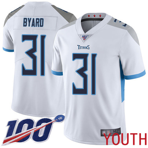 Tennessee Titans Limited White Youth Kevin Byard Road Jersey NFL Football #31 100th Season Vapor Untouchable->tennessee titans->NFL Jersey
